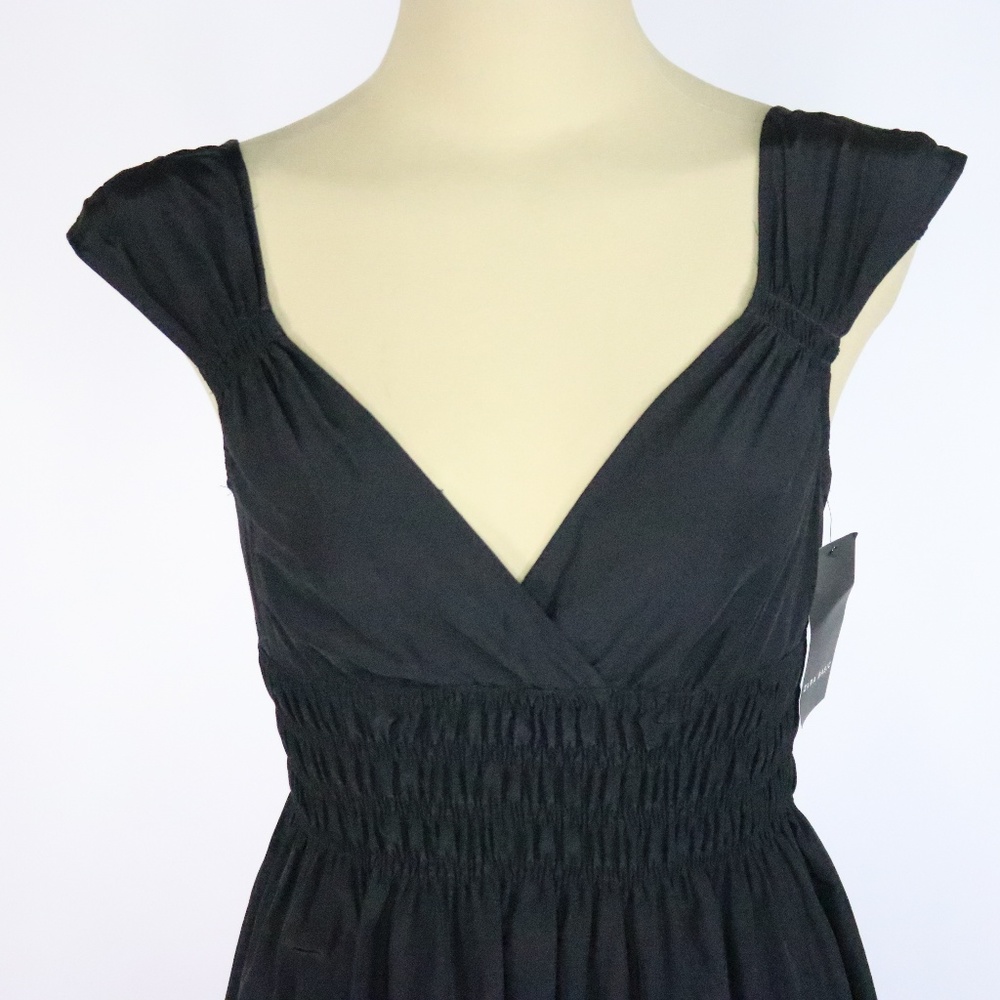NWT Zara Basic Black V-Neck Dress - XS - Q08 - Picture 4 of 6